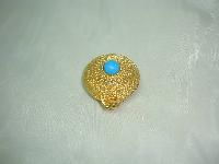 80s Estee Lauder Turquoise Perfume Gold Pillbox Compact