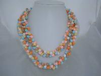 1950s 2 Row Multicoloured Shell Shaped Bead Necklace