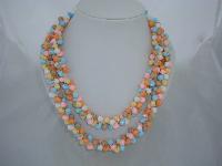 1950s 2 Row Multicoloured Shell Shaped Bead Necklace