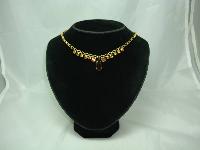 Vintage 50s Amber Citrine Diamante Drop Gold Necklace