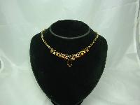 Vintage 50s Amber Citrine Diamante Drop Gold Necklace