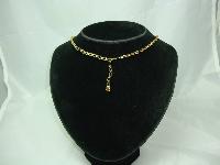 Vintage 50s Amber Citrine Diamante Drop Gold Necklace