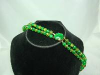 1950s 2 Row Green Lucite Confetti Glitter Bead Necklace