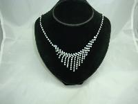 Vintage 50s Sparkling AB Blue Diamante Drop Necklace