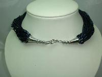 Vintage 80s Beautiful Peacock AB Multistrand Bugle Bead Glass Necklace