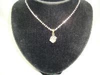 Vintage 80s Diamante Necklace with Cube Shaped Diamante Charm Pendant 
