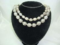 1950s 2 Row Chunky Mottled Taupe Lucite Bead Necklace 