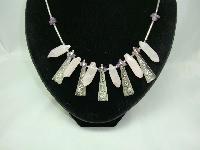 Stunning Contemporary Modernist Silver & Rose Quartz Necklace