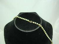 Vintage 50s Green AB Diamante Scallop Drop Necklace 