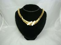 Vintage 80s Classy and Elegant Chunky Gold Link Cream Lucite Necklace