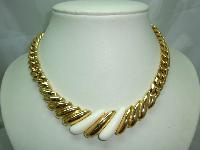 Vintage 80s Classy and Elegant Chunky Gold Link Cream Lucite Necklace