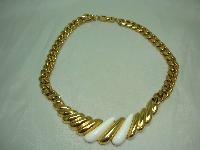 Vintage 80s Classy and Elegant Chunky Gold Link Cream Lucite Necklace