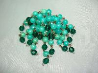 1950s Green Lucite & Crystal Bead Tassel Drop Brooch