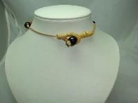 1970s Style Long Black Glass Bead Necklace with Bows!