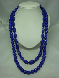 Chunky 1950s Style 2 Row Purple Lucite Bead Necklace 