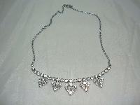 Vintage 50s Sparkling Diamante Flower Drop Necklace 