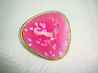 Vintage 70s Pink Glass Sparkle Confetti Domed Brooch