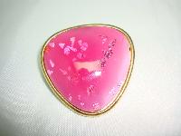 Vintage 70s Pink Glass Sparkle Confetti Domed Brooch