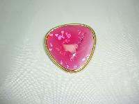 Vintage 70s Pink Glass Sparkle Confetti Domed Brooch