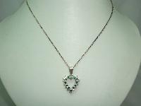 1980s Sterling Silver Diamante Heart Pendant & Chain