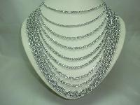 Vintage 50s Fab 9 Row Graduating Silver Chain Necklace