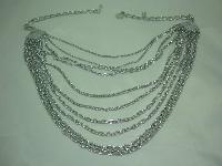 Vintage 50s Fab 9 Row Graduating Silver Chain Necklace