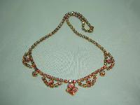 Vintage 50s Fab Pink AB Diamante Cascade Drop Necklace