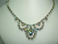 1950s Sparkling Green AB Diamante Cascade Drop Necklace