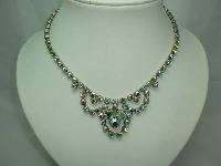 1950s Sparkling Green AB Diamante Cascade Drop Necklace