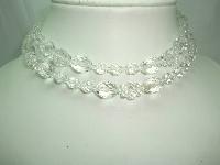 Vintage 50s Long Sparkling Crystal Glass Bead Necklace 
