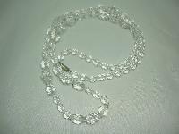Vintage 50s Long Sparkling Crystal Glass Bead Necklace 