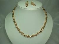 1980s Quality Crystal Diamante Gold Necklace & Earrings