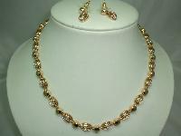 1980s Quality Crystal Diamante Gold Necklace & Earrings