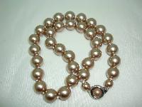 Vintage 50s Soft Gold Glass Faux Pearl Bead Necklace