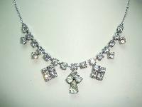 Vintage 50s Starlet Glamour Diamante Rhinestone Drop Necklace on Chain
