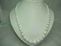 Vintage 50s Graduating White AB Glass Bead Necklace