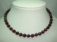 1950s Purple Glass Bead Necklace Fab Diamante Clasp WOW