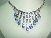 Vintage 50s FAB Blue AB Diamante Festoon Drop Necklace