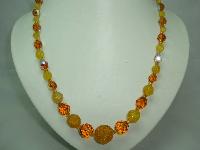 1950s Amber Citrine Crystal Glass Sugar Bead Necklace
