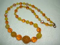 1950s Amber Citrine Crystal Glass Sugar Bead Necklace