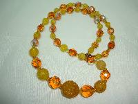 1950s Amber Citrine Crystal Glass Sugar Bead Necklace
