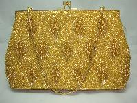£38.00 - Vintage 1950s Fabulous Quality Gold Glass Bead Evening Handbag