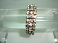 Vintage 50s Sparkling Wide 3 Row Expandable Diamante Goldtone Bracelet