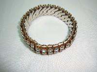 Vintage 50s Sparkling Wide 3 Row Expandable Diamante Goldtone Bracelet