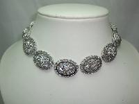 1960s Fab Silver Sparkle Textured Flower Link Necklace