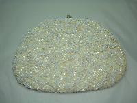 Vintage 50s Lovely Cream Sequin & Bead Evening Handbag 