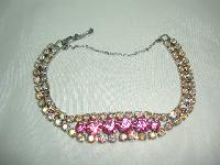 Vintage 50s 2 Row Sparkling Pink & AB Diamante Bracelet Signed!