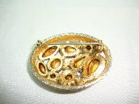 Vintage 50s Sphinx Purple Pink Glass Diamante Domed Gold Brooch