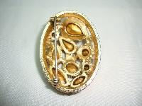 Vintage 50s Sphinx Purple Pink Glass Diamante Domed Gold Brooch