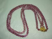 Vintage 50s 2 Row Purple Amethyst Glass Bead Necklace